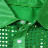 Yruioon Kids Boys Sparkle Sequins Long Sleeve Button Down Shirt Latin Jazz Dance Stage Performance Costume Green 8-10 Years view 2