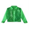 Yruioon Kids Boys Sparkle Sequins Long Sleeve Button Down Shirt Latin Jazz Dance Stage Performance Costume Green 8-10 Years view 4