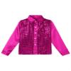 Yruioon Kids Boys Sparkle Sequins Long Sleeve Button Down Shirt Latin Jazz Dance Stage Performance Costume Rose 12-14 Years view 3