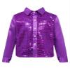 Yruioon Kids Boys Sparkle Sequins Long Sleeve Button Down Shirt Latin Jazz Dance Stage Performance Costume Purple 8-10 Years view 1