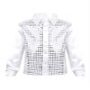 Yruioon Kids Boys Sparkle Sequins Long Sleeve Button Down Shirt Latin Jazz Dance Stage Performance Costume White 12-14 Years view 1