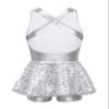 Yruioon Girls Sequins Criss-Cross Back Latin Jazz Dance Dress Leotard Stage Performance Costume Dancewear White 16 Years view 2
