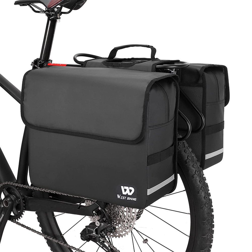 BAIGIO Bike Double Pannier Bags Waterproof Bicycle Rear Seat Panniers Pack with Reflective Stripe