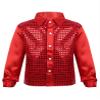 Yruioon Kids Boys Sparkle Sequins Long Sleeve Button Down Shirt Latin Jazz Dance Stage Performance Costume Red 7-8 Years view 1