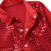 Yruioon Kids Boys Sparkle Sequins Long Sleeve Button Down Shirt Latin Jazz Dance Stage Performance Costume Red 7-8 Years view 2