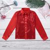 Yruioon Kids Boys Sparkle Sequins Long Sleeve Button Down Shirt Latin Jazz Dance Stage Performance Costume Red 7-8 Years view 3