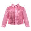 Yruioon Kids Boys Sparkle Sequins Long Sleeve Button Down Shirt Latin Jazz Dance Stage Performance Costume Pink 12-14 Years view 1