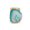 Dazzle Appeal Natural Agate Slice Adjustable Statement Cuff Ring Brass Gold Plated Open Cuff Stone Size approximately 25-30mm (Green) view 2