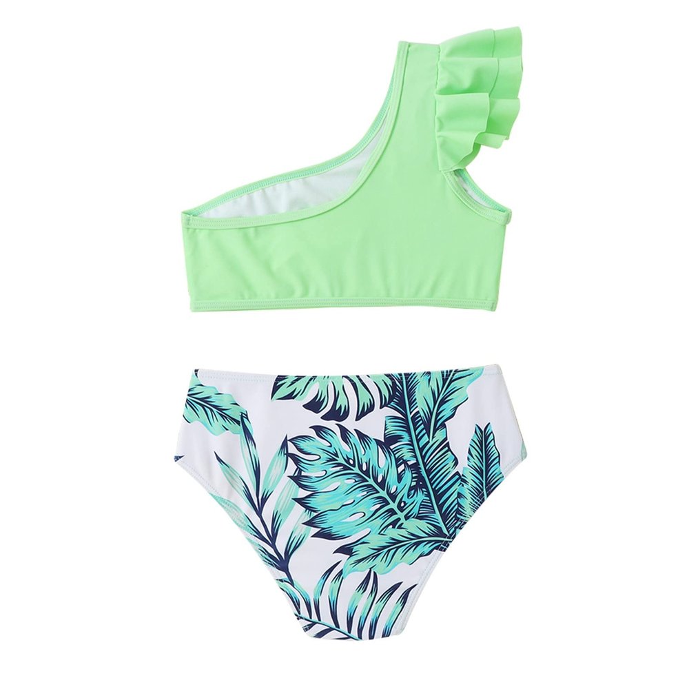 Girl's Two Piece Swimsuit Sport High Waist Bikini Set Bathing Suit Swimsuit Girls (Green, 9-10 Years)