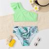 Girl's Two Piece Swimsuit Sport High Waist Bikini Set Bathing Suit Swimsuit Girls (Green, 9-10 Years) view 4