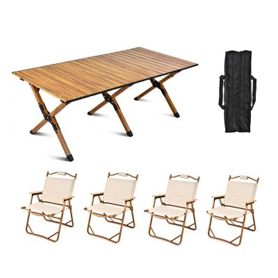 Yadlan Camping Tables That Fold Up Lightweight with Chairs, Folding Table for Outside Camping, Strong Loading Bear Foldable Aluminum Table and Chair Set for Hiking Backpacking Outdoor Picnic