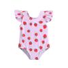 Summer Toddler Girls Ruffles Strawberry Prints 1 Piece Swimwear Beach Onesie Swimsuit Bikini Cute (Pink, 12-18 Months) view 1