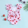 Summer Toddler Girls Ruffles Strawberry Prints 1 Piece Swimwear Beach Onesie Swimsuit Bikini Cute (Pink, 12-18 Months) view 2