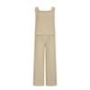 2023 Summer Womens Cotton Linen 2 Piece Outfits Crop Tank Tops and Wide Leg Pants Set Casual Lounge Tracksuits Sets view 2