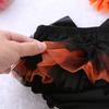 YEAHDOR Infant Baby Girls' Bowknot Ruffle Tulle Bloomers Shorts Diaper Cover with Flower Headband Set Photography Outfit Black&Orange 6-9 Months view 2