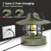 Camping Lantern Rechargeable Battery Powered 2 Pack, Camping Gear Must Haves, Camping Accessories, Retro Camping Light Waterproof Hanging LED Tent Lamp for Outdoor Hiking Fishing (Dark Green) view 3