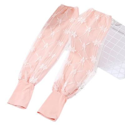 Flush of Dawn Ice Lace Summer Sun Protection Sleeves UV Driving Arm Sleeve Gloves Cycling Sunscreen Sunblock Gloves (Light Pink)