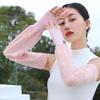 Flush of Dawn Ice Lace Summer Sun Protection Sleeves UV Driving Arm Sleeve Gloves Cycling Sunscreen Sunblock Gloves (Light Pink) view 3