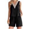 2023 Summer Women's 2 Piece Outfits Lounge Matching Sets Two Piece Cotton Linen Shorts Crop Tops Plus Size Tracksuits view 1
