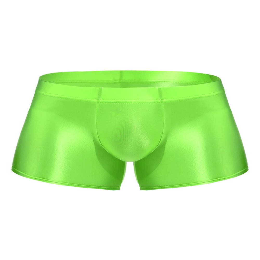 YONGHS Men Glossy Compression Shorts Baselayer Athletic Workout Shorts Bottoms Underwear Bike Tights Fluorescent Green XX-Large