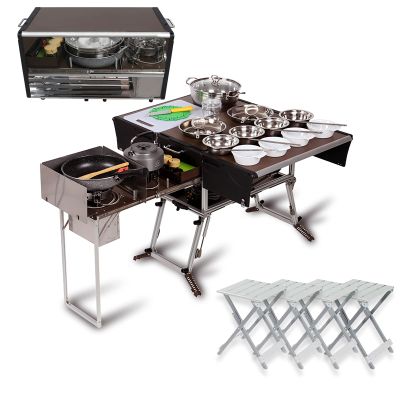 Portable Folding Light-Duty Camping Kitchen Table, Outdoor Cooking and Barbecue Table, Box Expansion Size 37*26*36'', Weight 29lb, Suitable for More Than 4 People in Wild Camping,Advanced