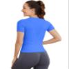 MathCat Short Sleeve Workout Tops for Women, Seamless Women's Compression Shirt, Yoga Running Athletic Shirts Soft Gym Tops Lakeblue view 2