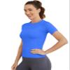 MathCat Short Sleeve Workout Tops for Women, Seamless Women's Compression Shirt, Yoga Running Athletic Shirts Soft Gym Tops Lakeblue view 4