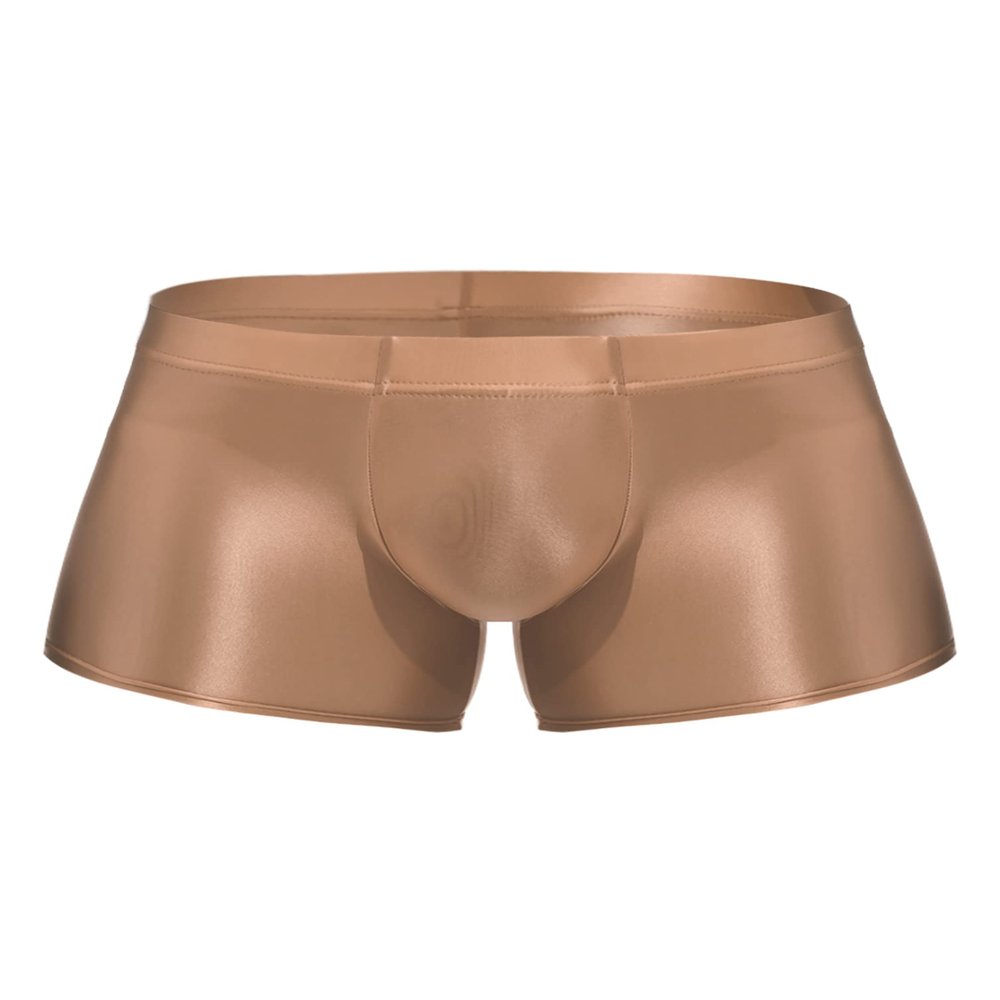 YONGHS Men Glossy Compression Shorts Baselayer Athletic Workout Shorts Bottoms Underwear Bike Tights Coffee X-Large
