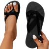Black Sandals Women Flat, Women's Fashion Slippers Peep-Toe Summer Casual Clip Toe Beach Sandals Lace-Up Comfortable Cute Sandals view 1