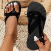 Black Sandals Women Flat, Women's Fashion Slippers Peep-Toe Summer Casual Clip Toe Beach Sandals Lace-Up Comfortable Cute Sandals view 2