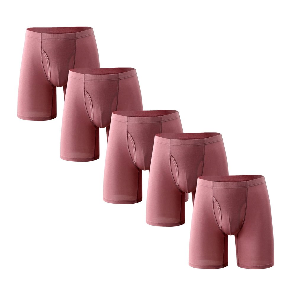 JEsilunmaMY Men's Plus Size Loose Sport Underpants High Waist Support Pouch Boxer Shorts Soft Stretch Athletic Underwear (Pink-5PC,4X-Large)