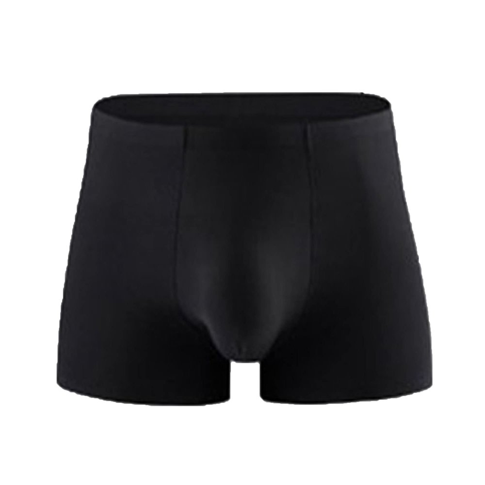 JEsilunmaMY Men's Ice Silk Seamless Pouch Underwear Plus Size Stretch Mid Waist Boxer Briefs Solid Color Performance Trunks (Black-1PC,XX-Large)