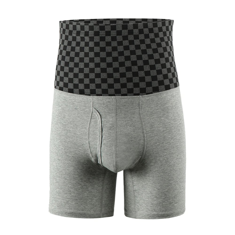 JEsilunmaMY Men's High Waist Sport Underpants Tummy Control Shapewear Body Shaper Boxer Briefs Solid Color Athletic Underwear (Grey30-1PC,XX-Large)