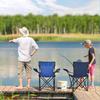 Camping Chairs 2 Pack, Outdoor Folding Camping Chairs, Portable Camping Folding Chair, with Armrest & Cup Holder, Collapsible, Heavy Duty Steel Frame Support 130kg (A) view 2