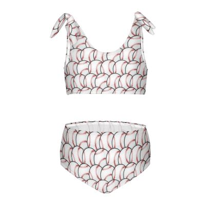 Aflyko Girls' Swimwear Baseball Softball 2-Piece Bikini Set Beachwear 3-12T
