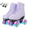 Gets Roller Skates Women Outdoor High-top Adult Roller Derby Skates Wheels Light Up Roller Skates Double Row Quad Skates for Men Girls Unisex (Light Purple Flashing Wheel,38) view 1