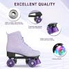 Gets Roller Skates Women Outdoor High-top Adult Roller Derby Skates Wheels Light Up Roller Skates Double Row Quad Skates for Men Girls Unisex (Light Purple Flashing Wheel,38) view 2