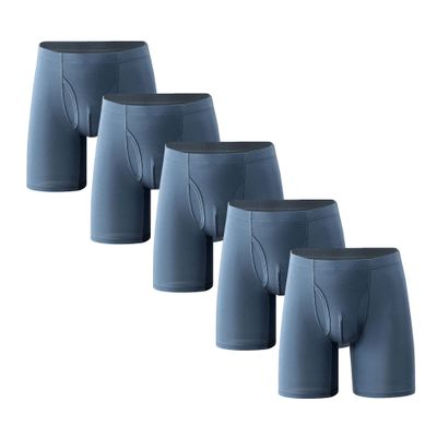 JEsilunmaMY Men's Plus Size Loose Sport Underpants High Waist Support Pouch Boxer Shorts Soft Stretch Athletic Underwear (Blue-5PC,6X-Large)