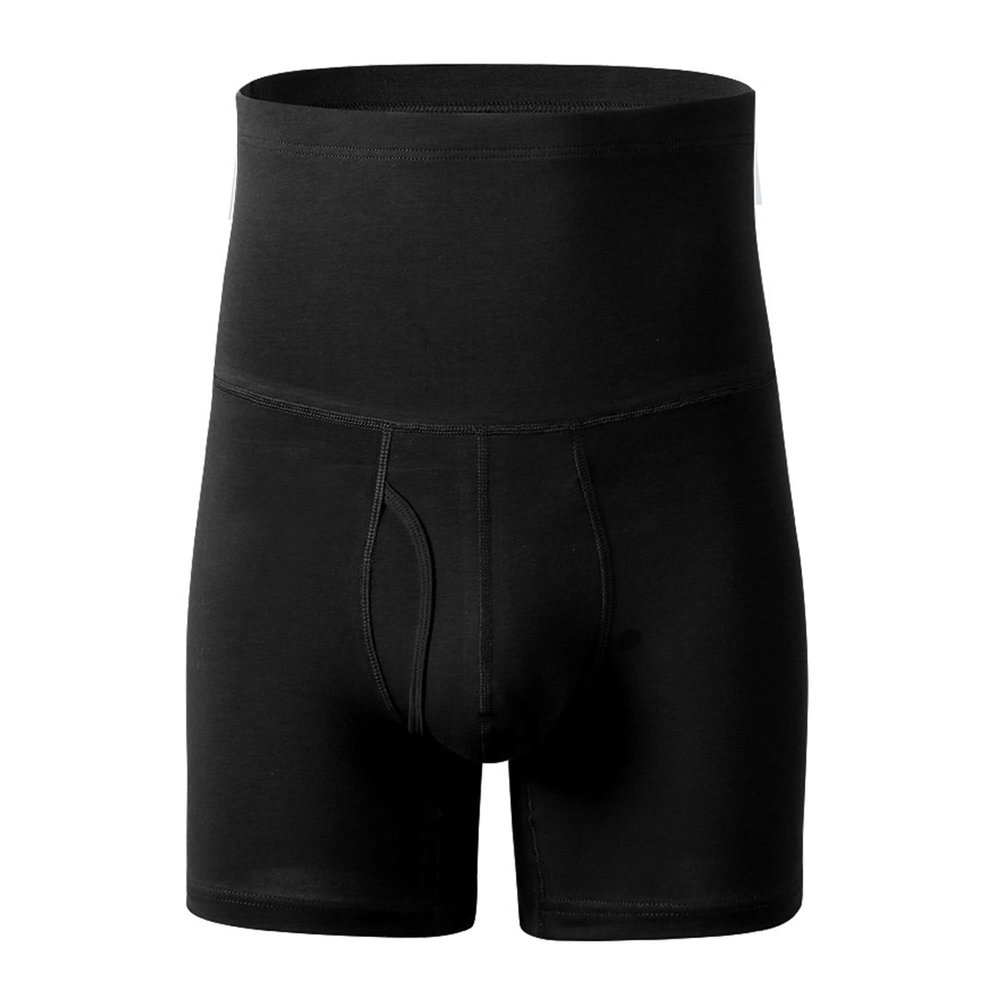 JEsilunmaMY Men's High Waist Sport Underpants Tummy Control Shapewear Body Shaper Boxer Briefs Solid Color Athletic Underwear (Black-1PC,3X-Large)