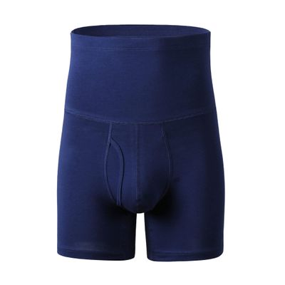 JEsilunmaMY Men's High Waist Sport Underpants Tummy Control Shapewear Body Shaper Boxer Briefs Solid Color Athletic Underwear (Blue-1PC,XX-Large)