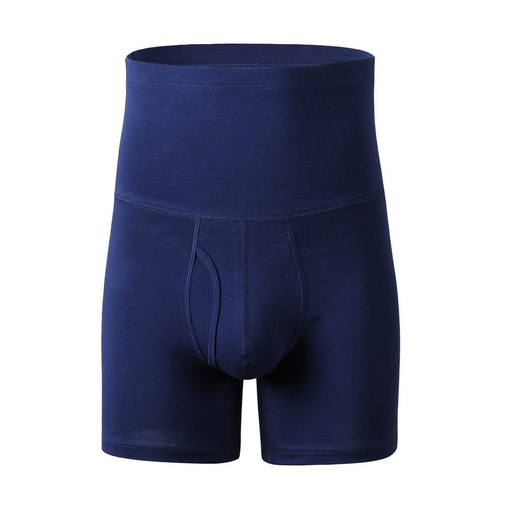 JEsilunmaMY Men's High Waist Sport Underpants Tummy Control Shapewear Body Shaper Boxer Briefs Solid Color Athletic Underwear (Blue-1PC,XX-Large)