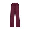 SMIDOW Capri Pants for Women Casual 2023 Summer Drawstring Elastic High Waist Linen Pant Straight Wide Leg Cropped Trouser #013 Wine 5X-Large view 3
