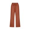 SMIDOW Capri Pants for Women Casual 2023 Summer Drawstring Elastic High Waist Linen Pant Straight Wide Leg Cropped Trouser #014 Coffee 5X-Large view 3