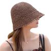 Womens Straw Sun Hat Woven Crochet Bucket Hat Fishing Hat Beach Hat Foldable Cap Solid Color Straw Summer Beach Hat (Coffee,One Size) view 1