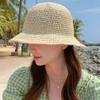 Womens Straw Sun Hat Woven Crochet Bucket Hat Fishing Hat Beach Hat Foldable Cap Solid Color Straw Summer Beach Hat (Coffee,One Size) view 2