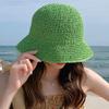 Womens Straw Sun Hat Woven Crochet Bucket Hat Fishing Hat Beach Hat Foldable Cap Solid Color Straw Summer Beach Hat (Coffee,One Size) view 4