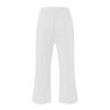 SMIDOW Capri Pants for Women Casual 2023 Summer Drawstring Elastic High Waist Linen Pant Straight Wide Leg Cropped Trouser #08 White 5X-Large view 4