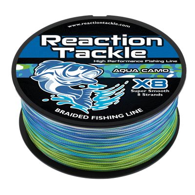 Reaction Tackle Braided Fishing Line - 8 Strand Aqua Camo 100LB 1000yd