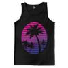 Haase Unlimited Nighttime Palm Tree Scene - Tropical Vacation Men's Tank Top (Black, X-Large) view 1