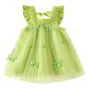 Toddler Girls Fly Sleeve Butterfly Tulle Ruffles Dress Dance Party Princess Dresses Clothes (Green, 12-18 Months) view 1